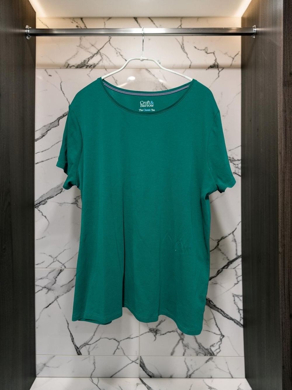 Croft & Barrow Emerald Green Classic Tee Scoop Neck Short Sleeve Shirt L EUC